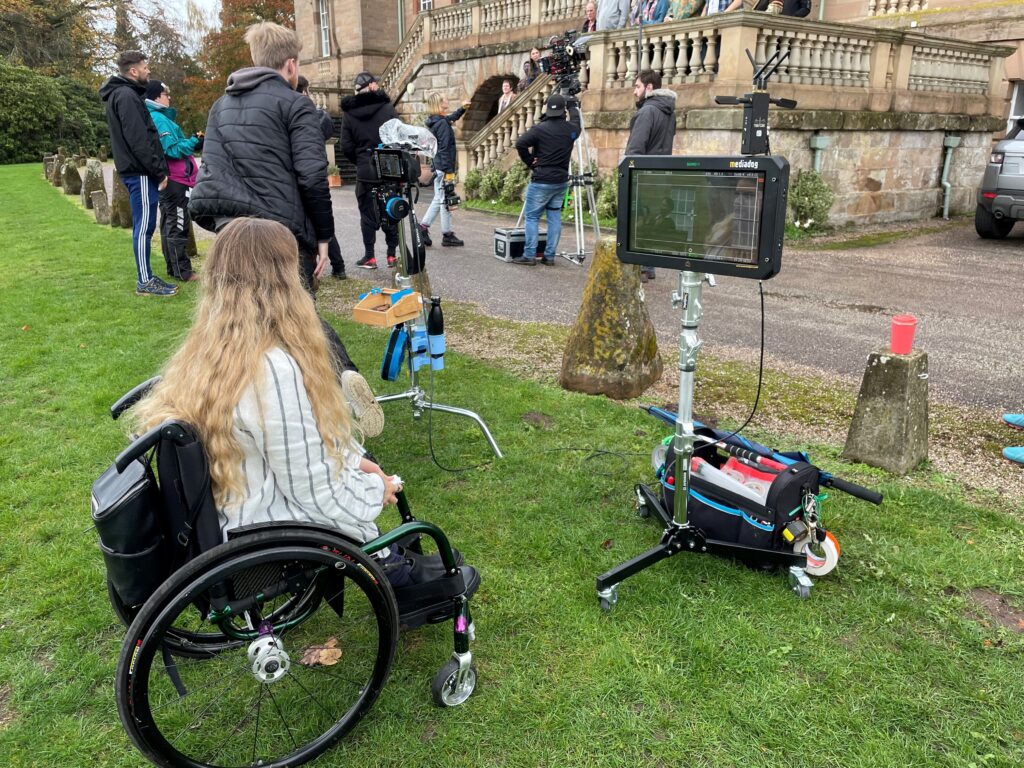 Ella Glendining on set